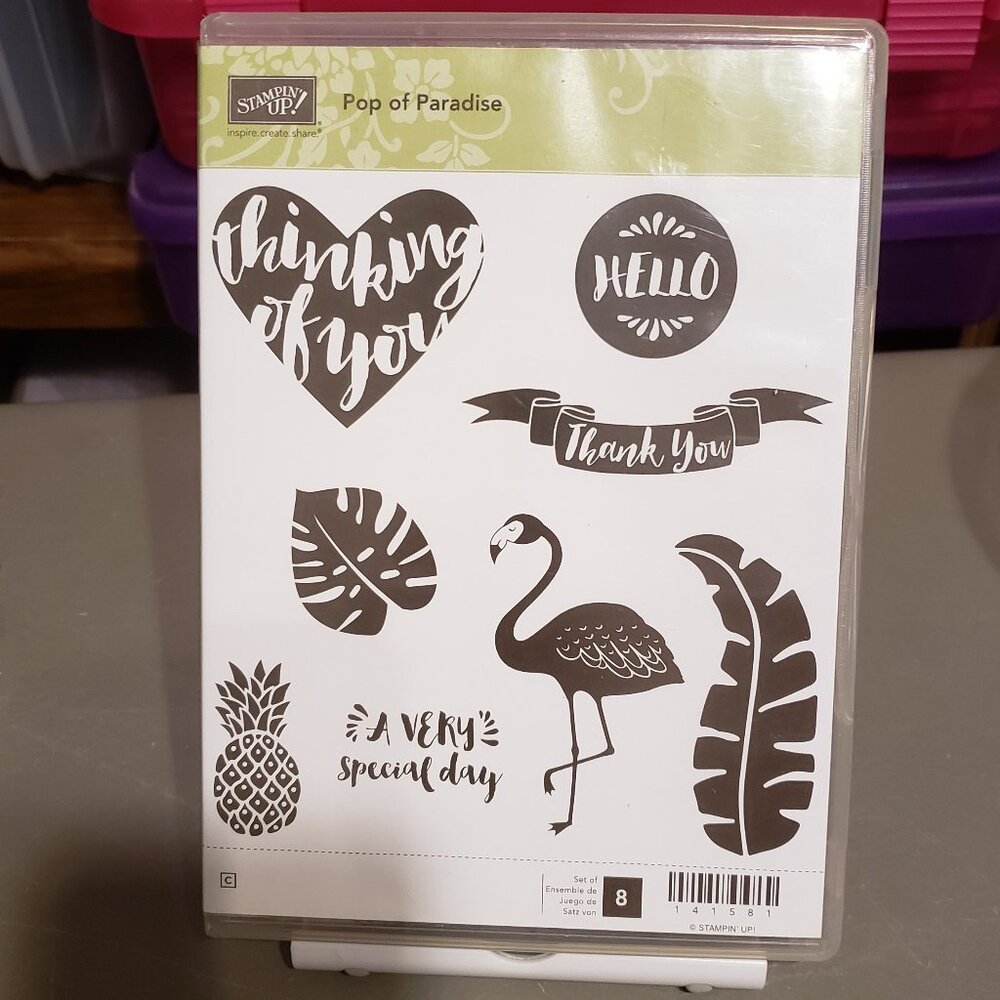 Stampin' Up! 'POP OF PARADISE' Cling Stamp Set (Used)